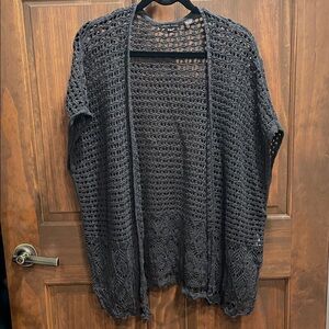 JEANNE PIERRE Charcoal Open Knit Cardigan